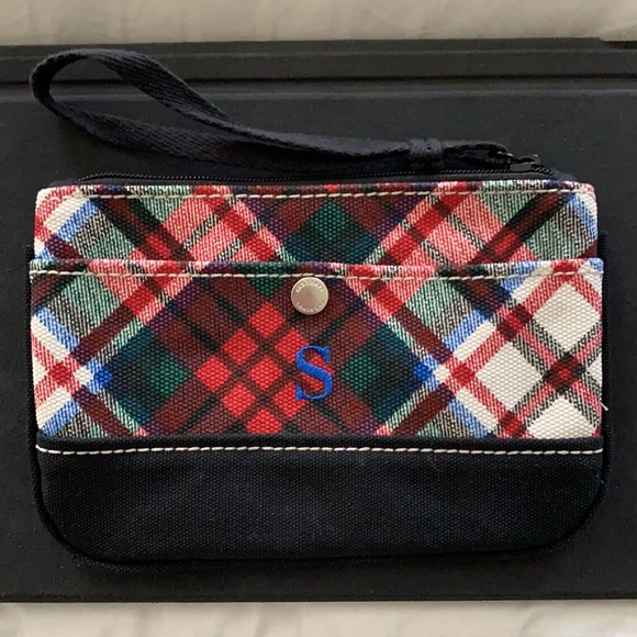 Lands’ End Monogrammed “S” Plaid Wristlet - Picture 2 of 9